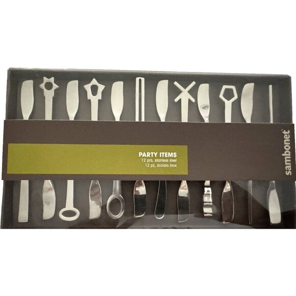 Sambonet Pezzi Spatoline Party Items Spatula 12 Pieces Stainless Steel 52550C29 - Picture 1 of 4